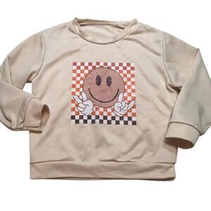 Happy Face Sweatshirt sz 8 Checkerboard Smiley Face Sweatshirt
